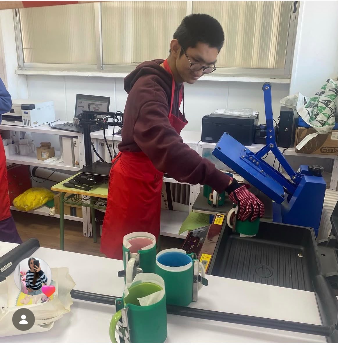 TAO student operating a heat press in the My Way workshop